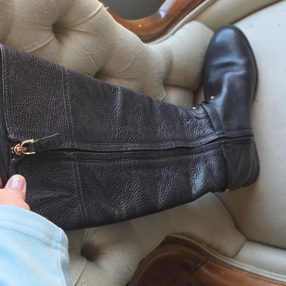 Tori Burch Black Leather Riding Boots - Picture 3 of 10